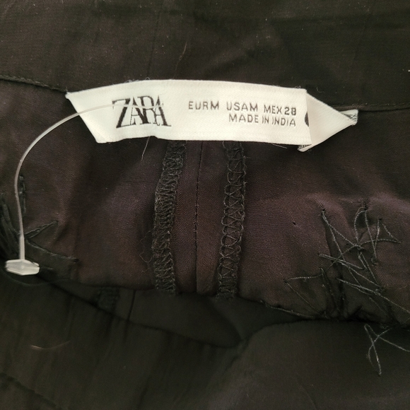 ZARA Black Satin Pants with Gold Leaf Beads - Picture 4 of 4